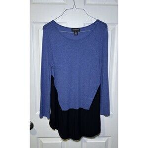 Liz Claiborne Women’s Long Sleeve Two Tone Tunic Blue/Black Size Medium NWOT